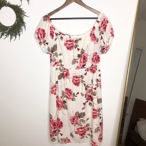 Off the Shoulder Floral Cream Maternity Dress